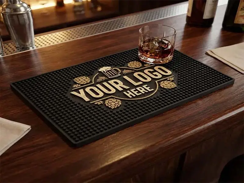 Custom bar counter mat for beverage brand promotion